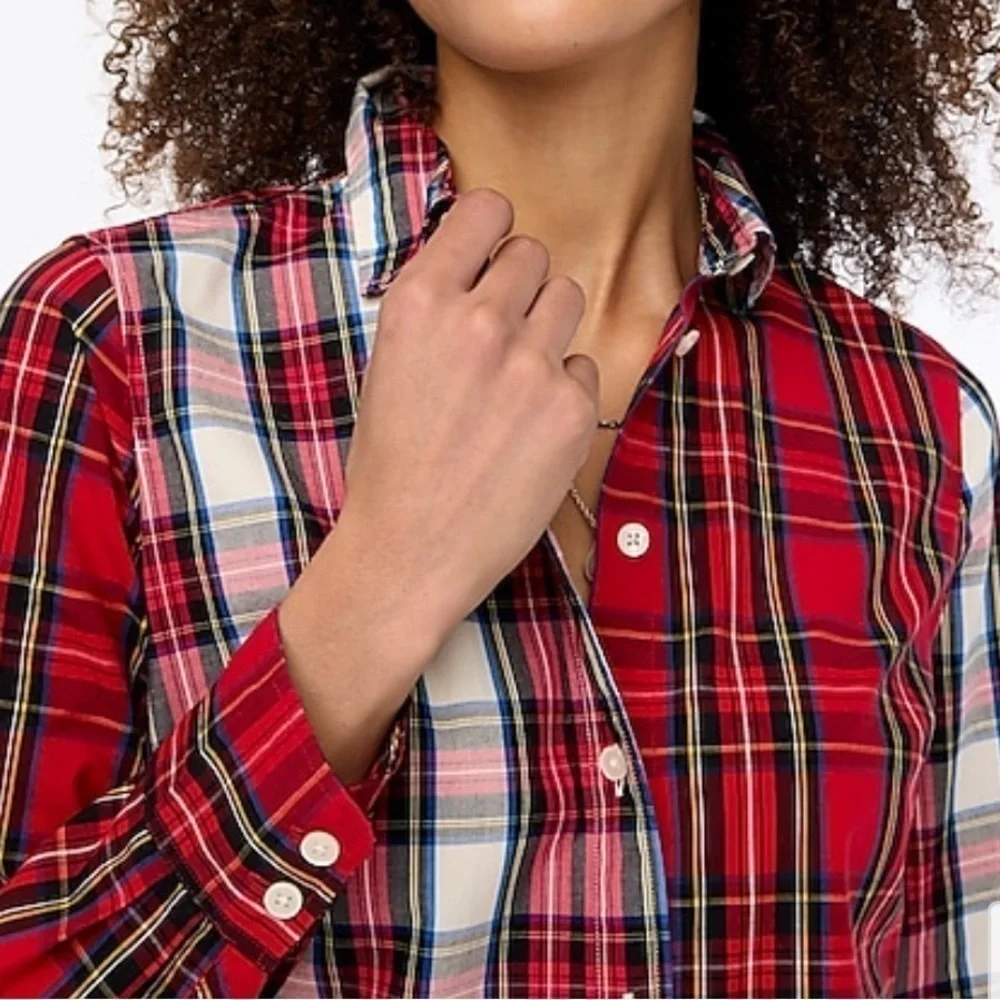 NWT J. Crew Mixed-tartan plaid button down shirt in signature fit